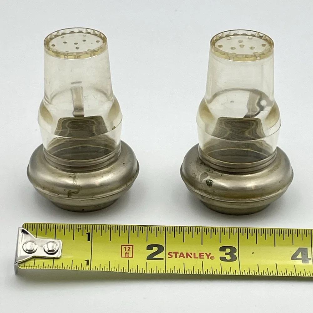 Vintage Plastic & Metal Salt Pepper Shakers‎ Lantern Set Style Mid Century 1950s